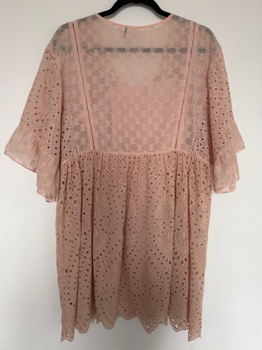 Anthropologie Blush Pink Eyelet Lace Dress, 6P - Picture 4 of 6